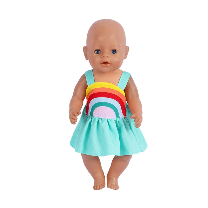 Pakaian Boneka 43CM Gaun Pelangi 18 Inci untuk Boneka Fit Bjd1/4 Boneka Anak Perempuan Amerika Hadiah Festival Ulang Tahun Bayi Perempuan Aksesori Boneka