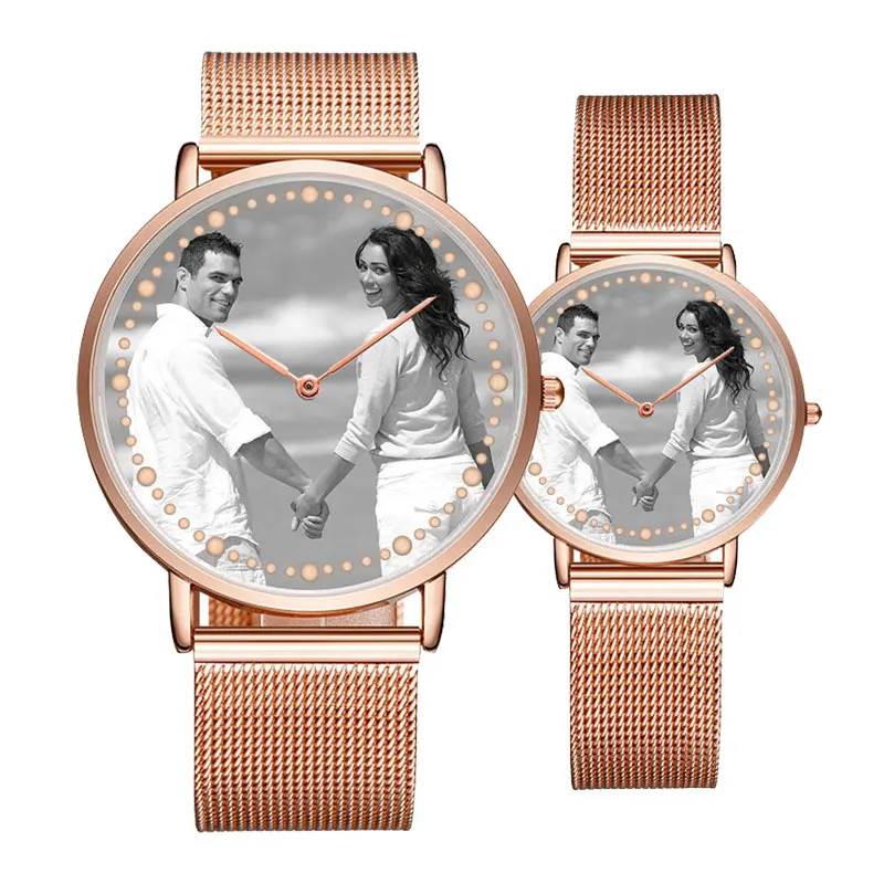 CL014 Private Label Mens Women Stainless Steel Watch Custom Your Own Logo Watch Design Relogio Print Picture Couple Gift Watch