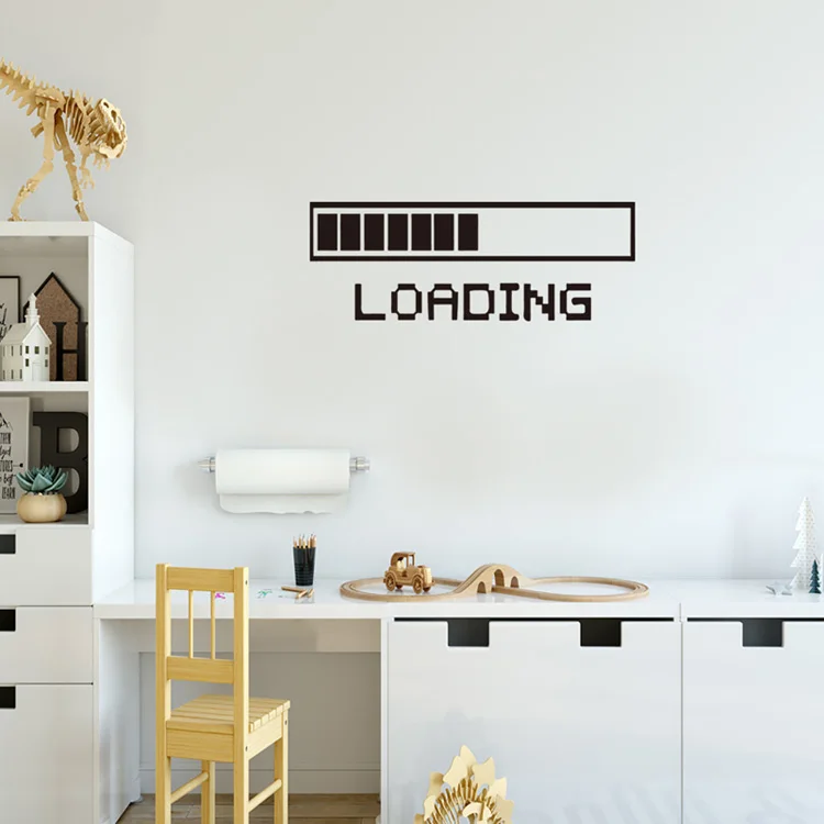 Kreativer Wandaufkleber mit LOADING-Muster, geschnitzt, für Wohnzimmer, Spielzimmer, Jungenzimmer, Heimdekoration, Kunst-Aufkleber, Türdekoration, Tapete – Detail 5