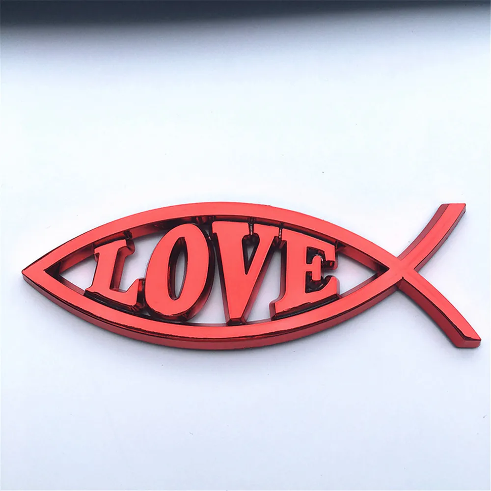 1PC 14x4.5cm JESUS Fish Christian crafts ABS Car Sticker LOVE PEACE FAITH Emblem 3D Badge Decal Auto Accessories