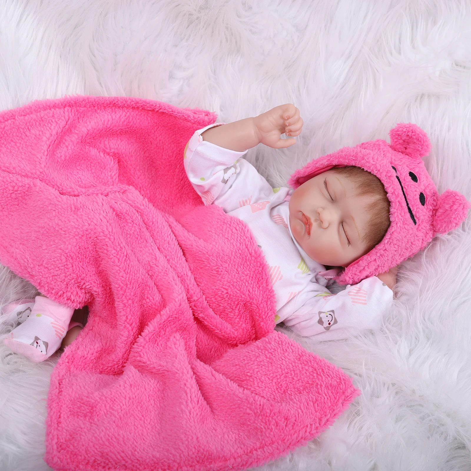 

55 Cm 22 Inch Realistic Reborn Doll Girl Soft Silicone Vinyl Closed Eyes Baby Anatomically Correct Birthday Gift Kids Toy