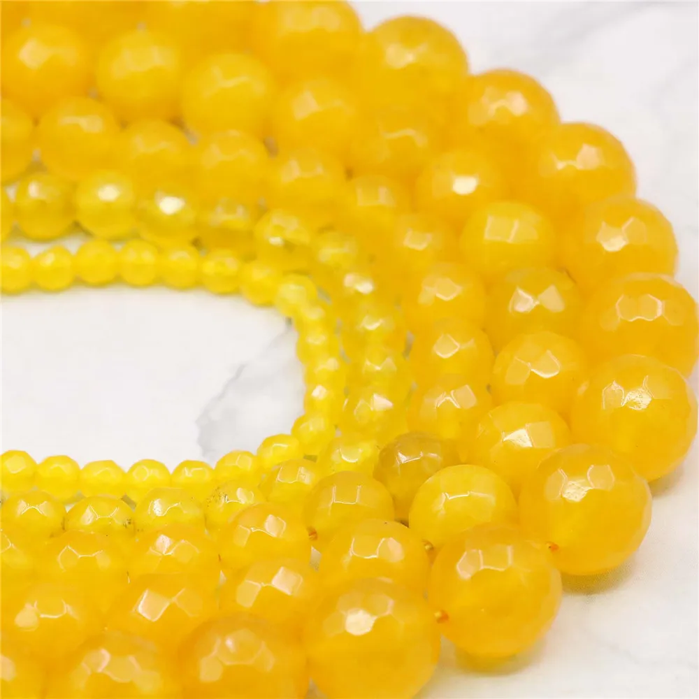 4mm 6mm 8mm 10mm 12mm Faceted South America Yellow Chalcedony Round Loose Beads Accessory Parts jewelry Natural Stone wholesale