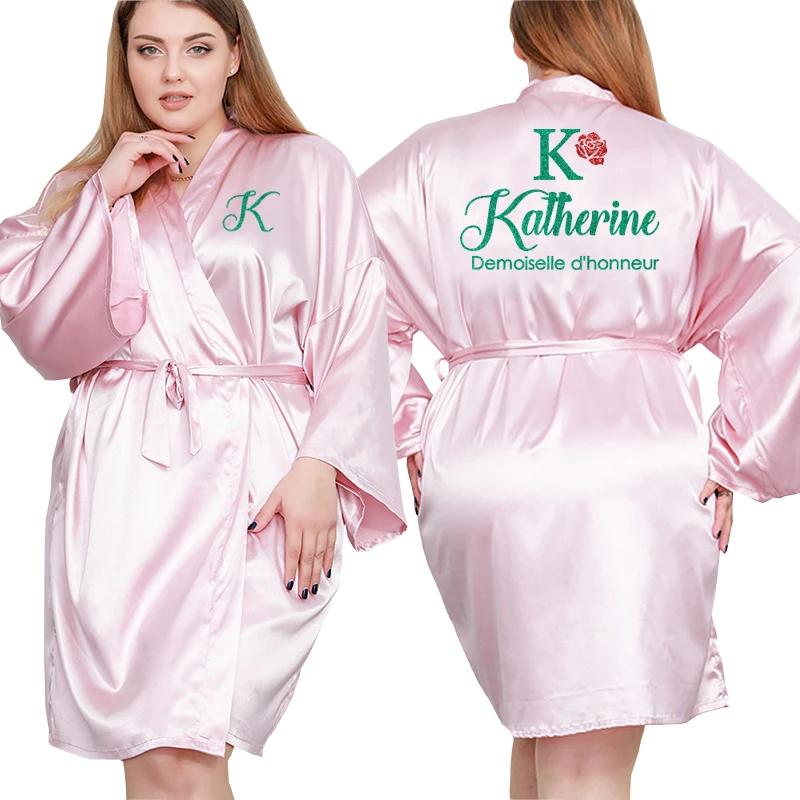 Personalized Custom Name 4XL Big Size Print Wedding Bride Team Robes Bridal Party Robes Bridesmaid Robes gift