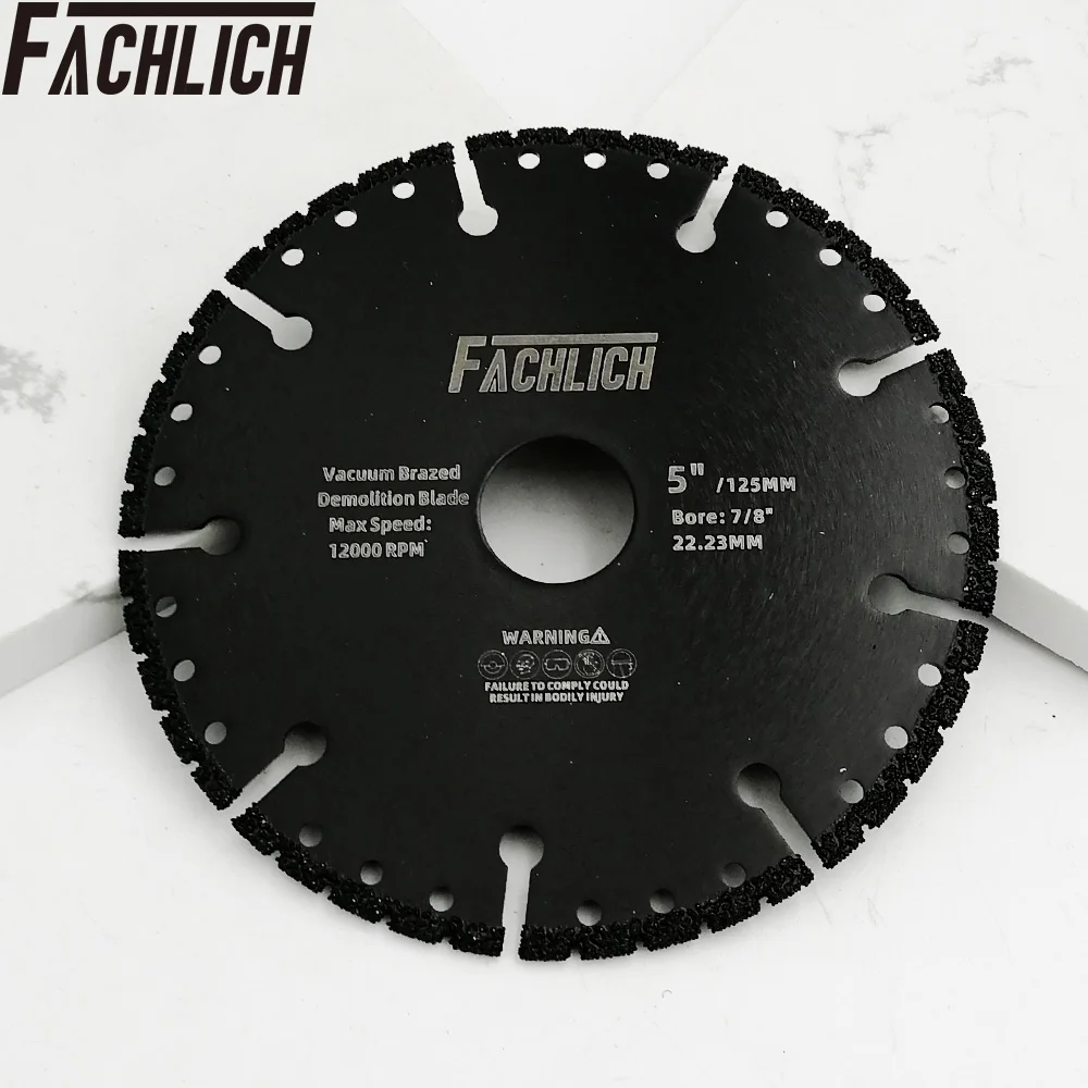 FACHLICH 2units All Purpose Diamond Cutting Disc for Rebar Cast Iron Granite Demolition Saw Blade One for all Dia 125mm