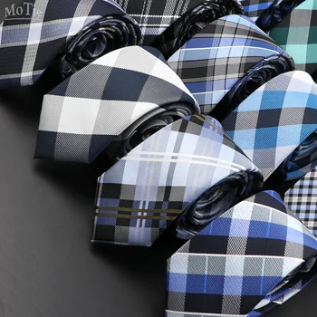 ใหม่ Jacquard ลายสก๊อต6ซม.คอ Tie สำหรับผู้ชาย Classic Check Ties เนคไทบุรุษโพลีเอสเตอร์สำหรับงานแต่งงานชุดผ้าผูกคออุปกรณ์เสริม