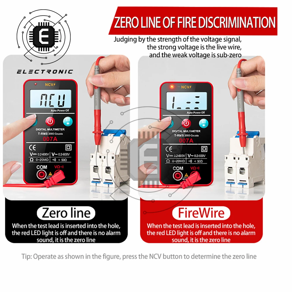 007A Fully Automatic Electrician Household Maintenance Multimeter with Backlight AUTO Smart Chip Identification and Measurement