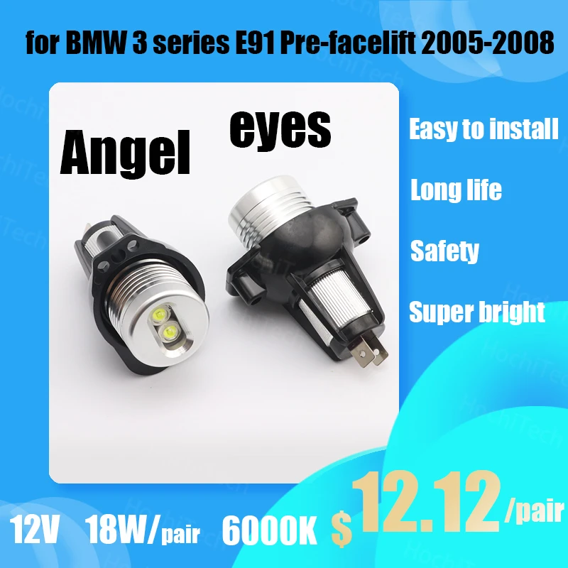 LED ชิป Ultra Bright 6000K LED MARKER สูง 18W สําหรับ BMW 3 Series E91 Pre-Facelift 05-08 LED Angel Eyes MARKER