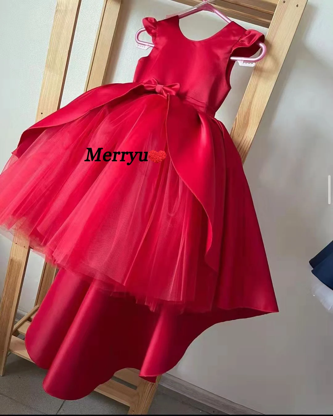 Puffy Red Blue Flower Girl Dresses Gir Party Dress Tulle Kid Birthday Princess Dresses Child Dress