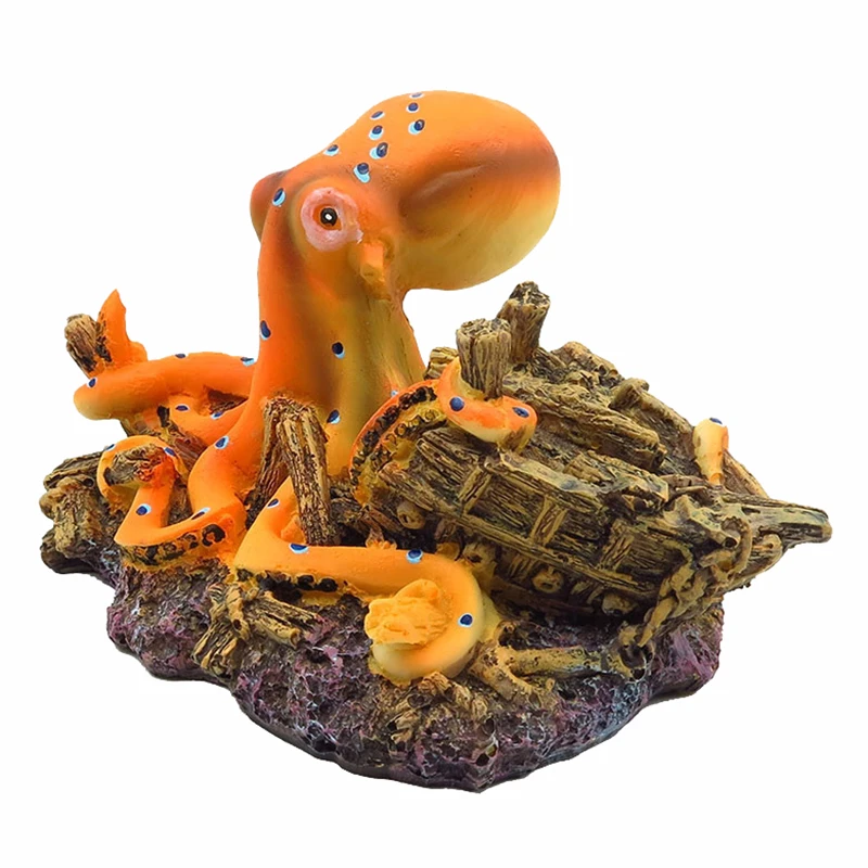 Resin Octopus Statue Ornaments Landscaping Accessories For Turtle Fish Tank Aquarium Decoration Fishbowl Background Decoration