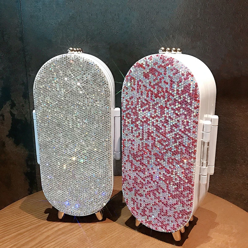 

Portable Collapsible 4-Layered Rhinestone Jewelry Box Diamond Display Stand with Mirror for Earrings And Necklaces Pendant