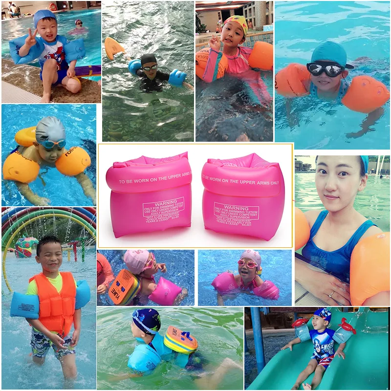 Newly Arm Floaties Inflatable Swim Arm Bands Floater Sleeves Swimming Rings Tube Armlets for Kids Adults