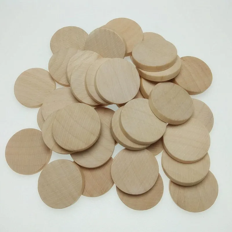 Wholesale DIY Unfinished Natural Wood Rounds Disc Wooden Slices Piece