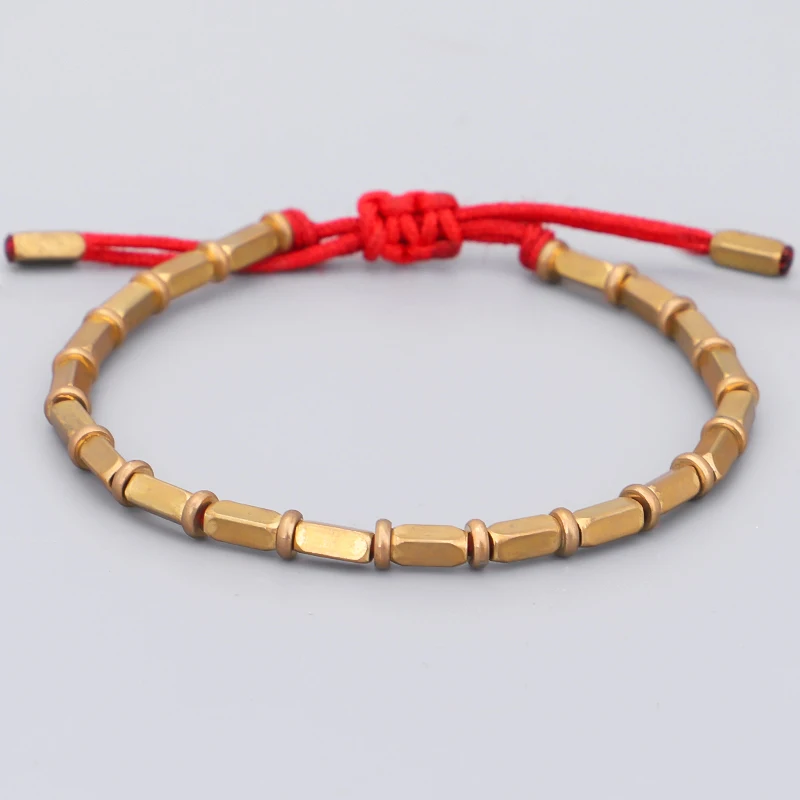 Handmade Tibetan Copper Bead Lucky Red Black Rope Bracelet & Bangles For Women Men Wax Cord Thread Bracelets 2020