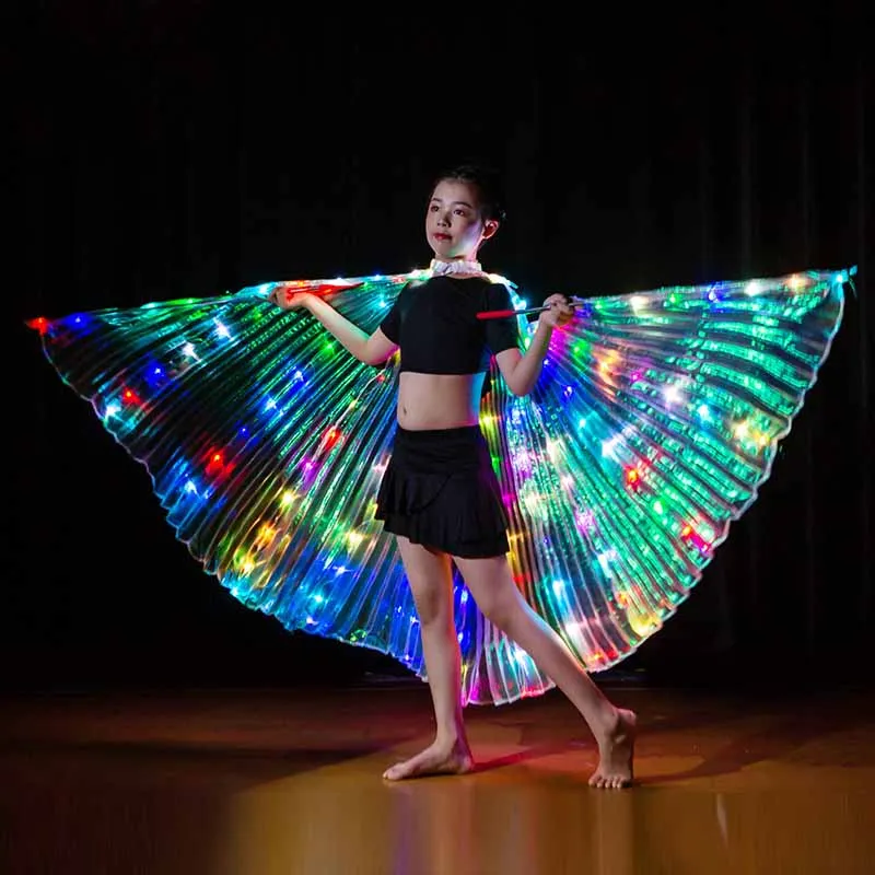 

New Children Multiple Color Flashing Costume Halloween Dancers Performance Butterfly LED Wings Belly Dance
