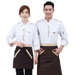 Ropa de trabajo de Chef para hombre, uniforme de Chef de gran tamaño, mangas largas, color blanco, para Hotel, cocina, tienda de ollas calientes, otoño