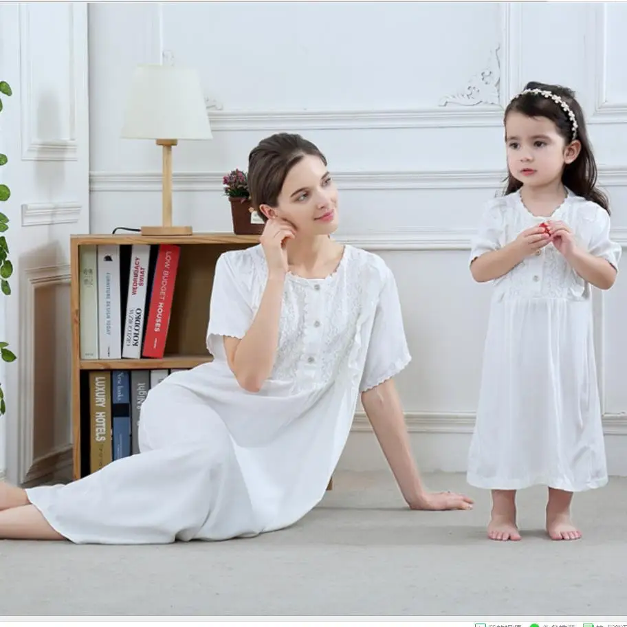 Brand nightgowns pajamas for girls mother and daugther family matching dress homeclothes girls sleepdress mom baby pajamas w1689