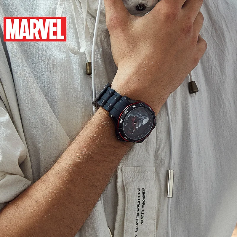 Marvel For Mens Watch Original Avengers Venom Quartz Fashion Casual Wristwatches 3D Stereo Dial Coated Glass Date 50m Waterproof