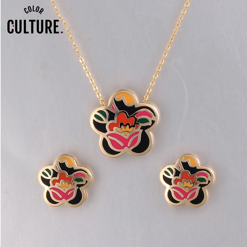 Color Culture Dubai Gold-Color Jewellery Pendant Earring Sets for Women Fashionable Custom - Made Jewelery  Mother Birthday Gift