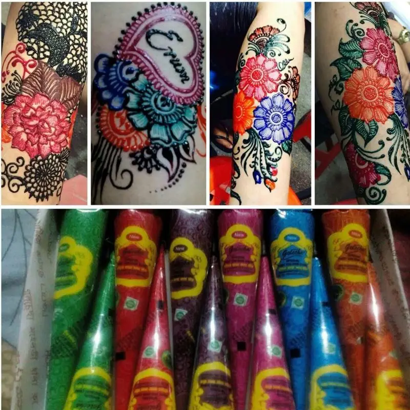 Temporary Tattoo Kit Black Natural Henna Cones Body Art Paint Ink  Tattoo Sticker Body Paint Art Cream Cone TSLM1