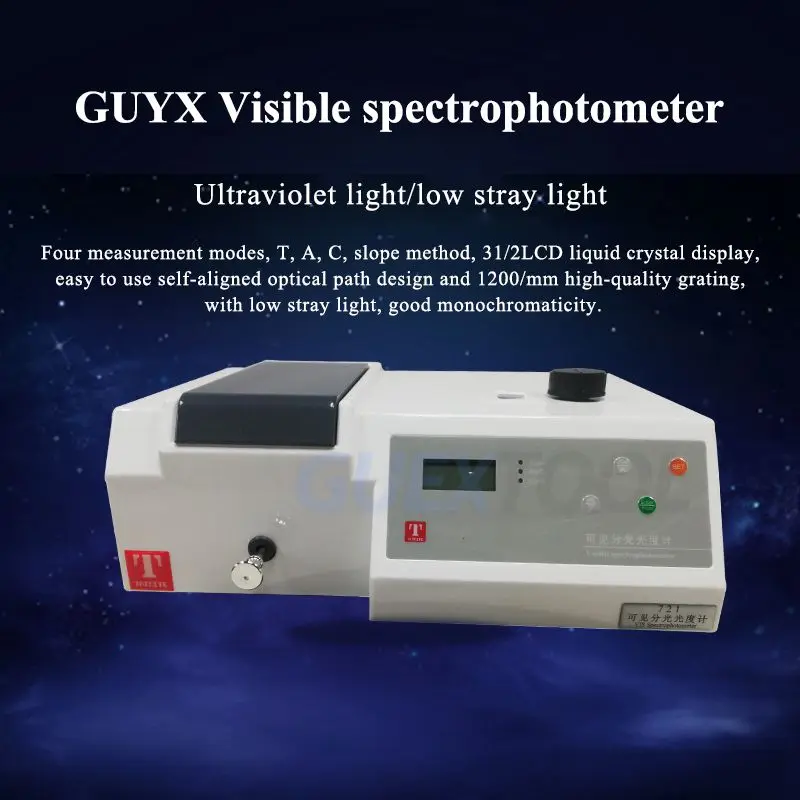 721Visible Spectrometer Wavelength 325-1050nm UV Spectrophotometer Tester Precision UV-Vis Photometer with Analyser Cuvette Kit