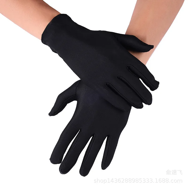 Spring and Summer Men\'s High Elastic Spandex Gloves Jewelry Gloves Sunscreen Thin Gloves Etiquette White Command Elastic Gloves