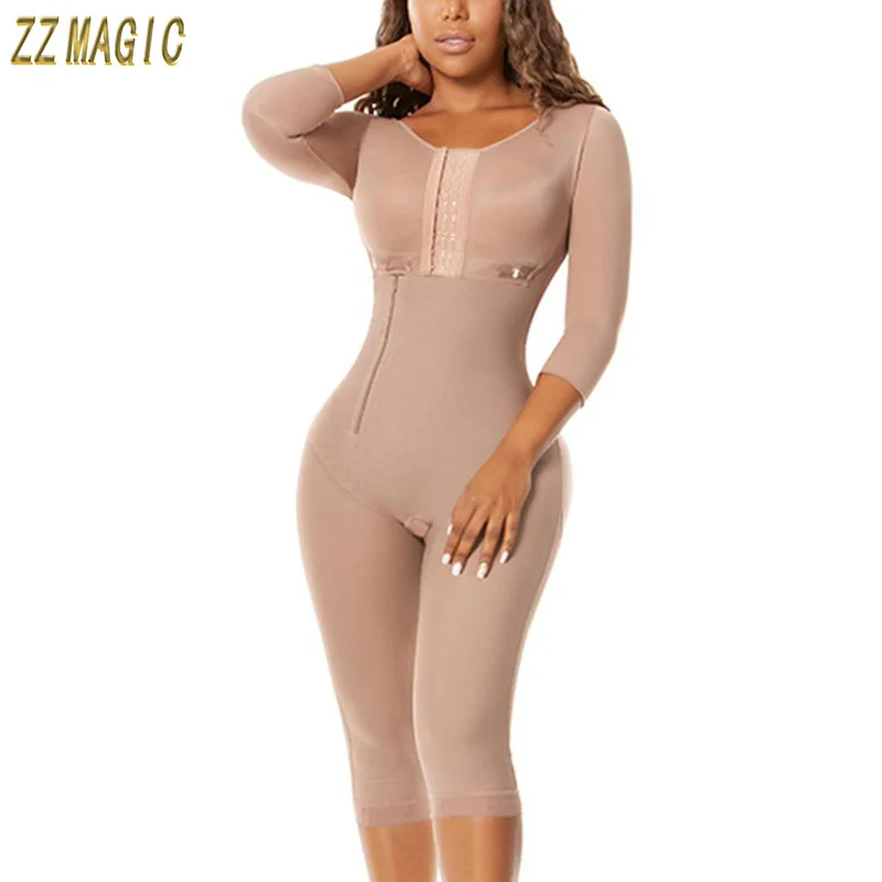 Full Body Shaper High Compression Shapewear Girdle With Brooches Bust For Postpartum Slimming Sheath Belly Fajas Colombianas