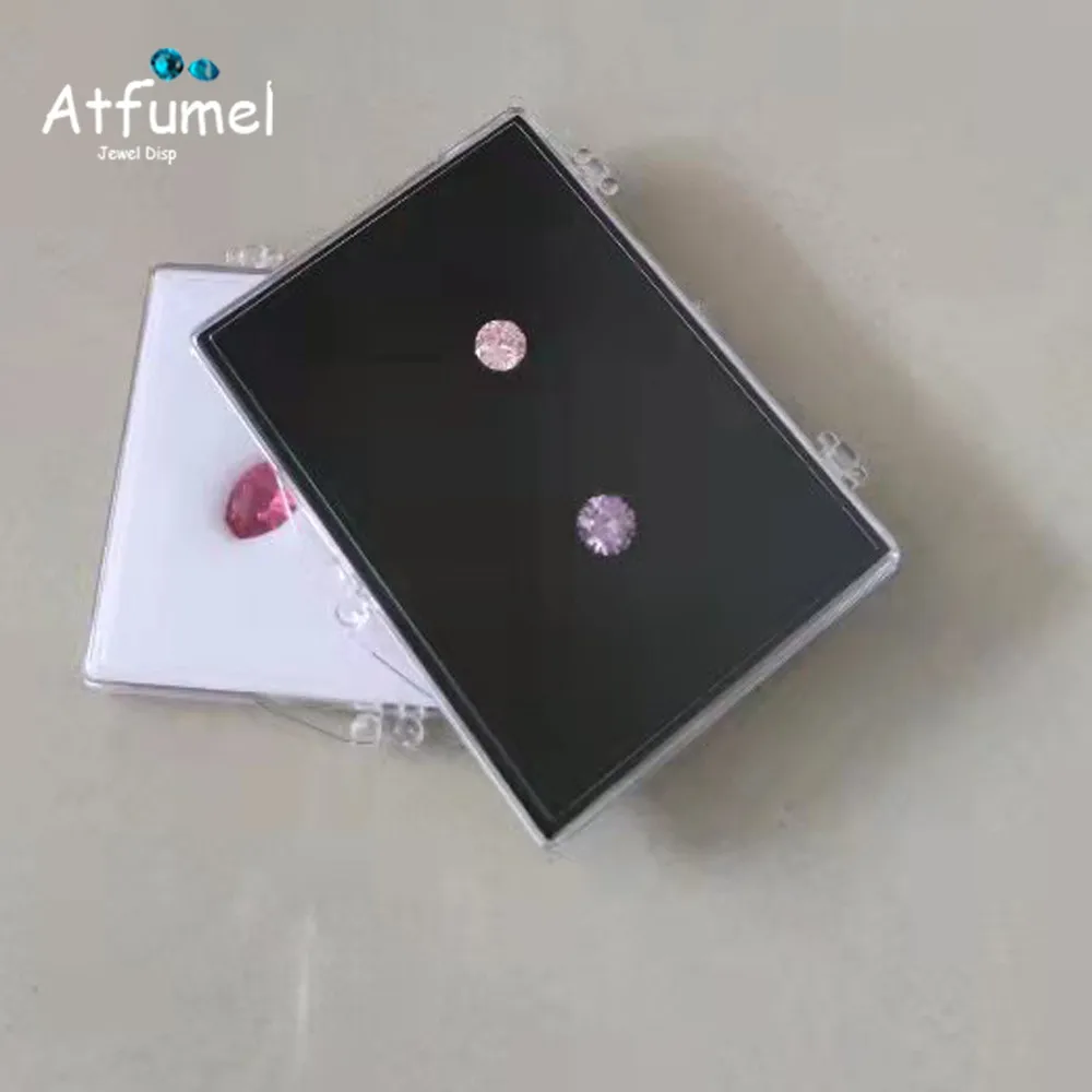 Gems Jewelry Display Box Diamond Organizer Gemstone Teaching Specimen Packaging Box Clear Earrings Stone Gems Storage Boxes