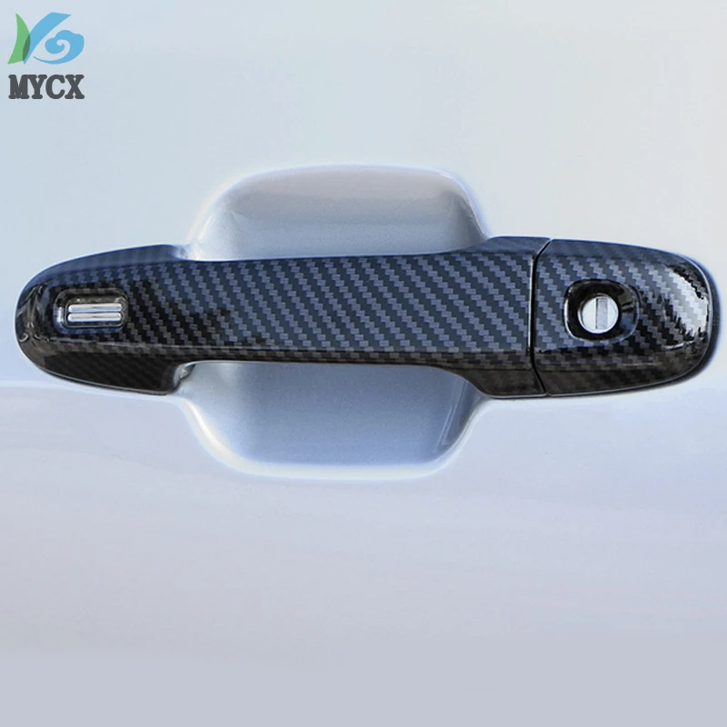 Sport Style Carbon Fiber Print Door Handle Bowl Cover Trim For Subaru Forester 2019-2020 Car Styling Accessories