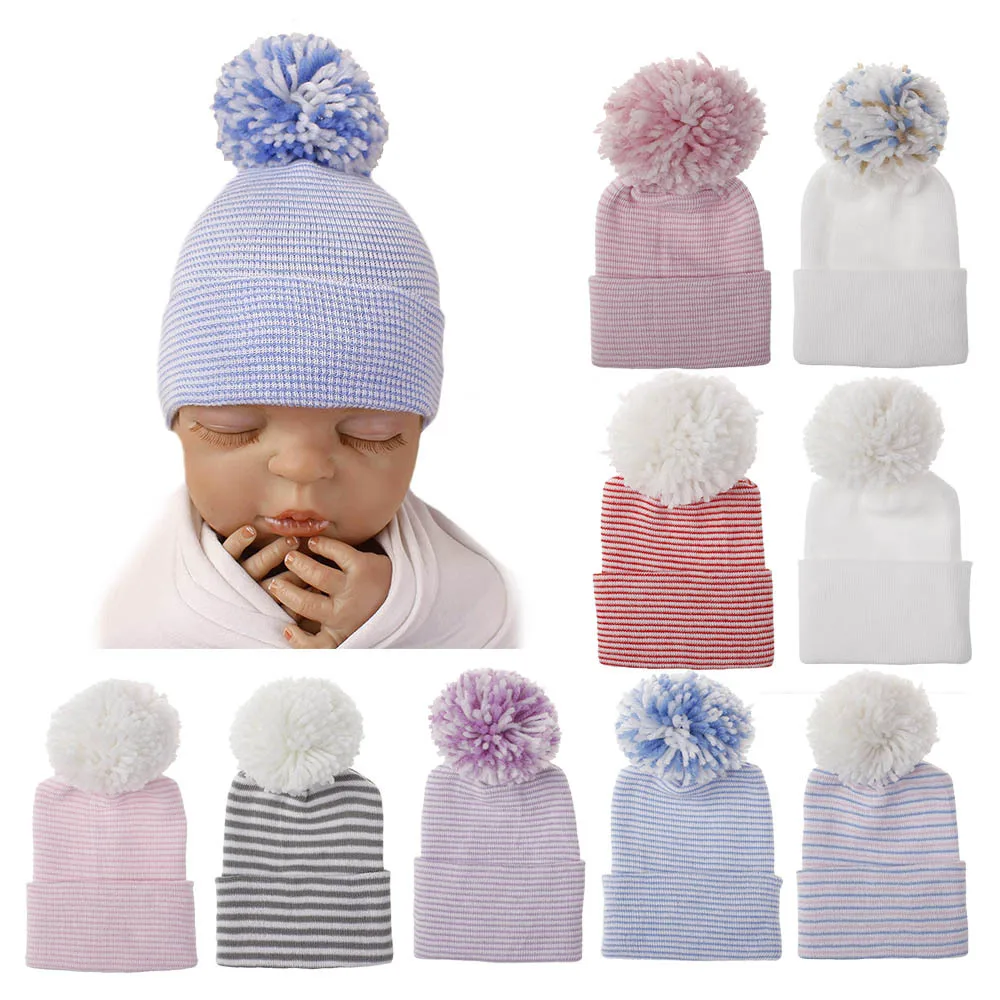 Adorable Newborn Toddler Baby Infant Girl Comfy with Pom Ball Hospital Caps Warm Beanie Hat Accessories