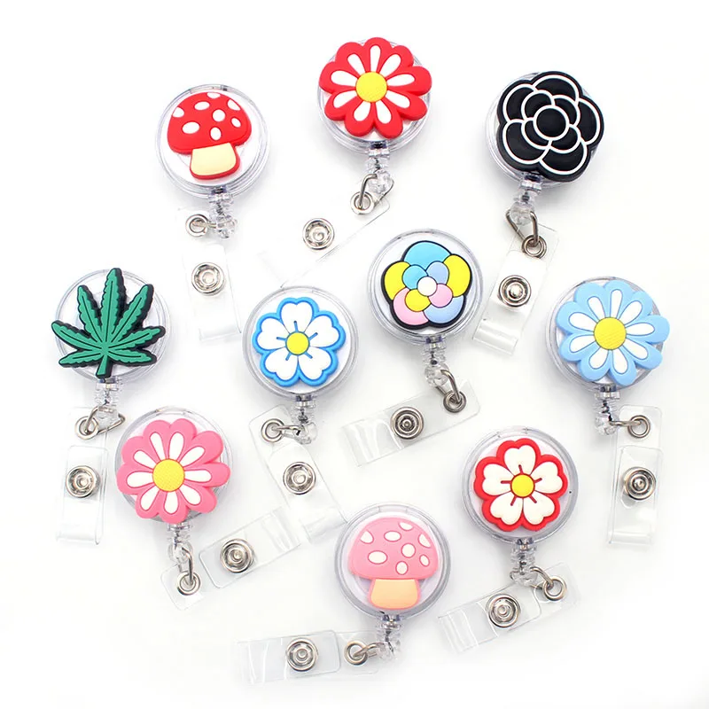 The Beautiful Color Flower And Mushroom Retractable Card Holder Badge Reel Nurse Exhibition Enfermera Girl Name Card Chest Boy