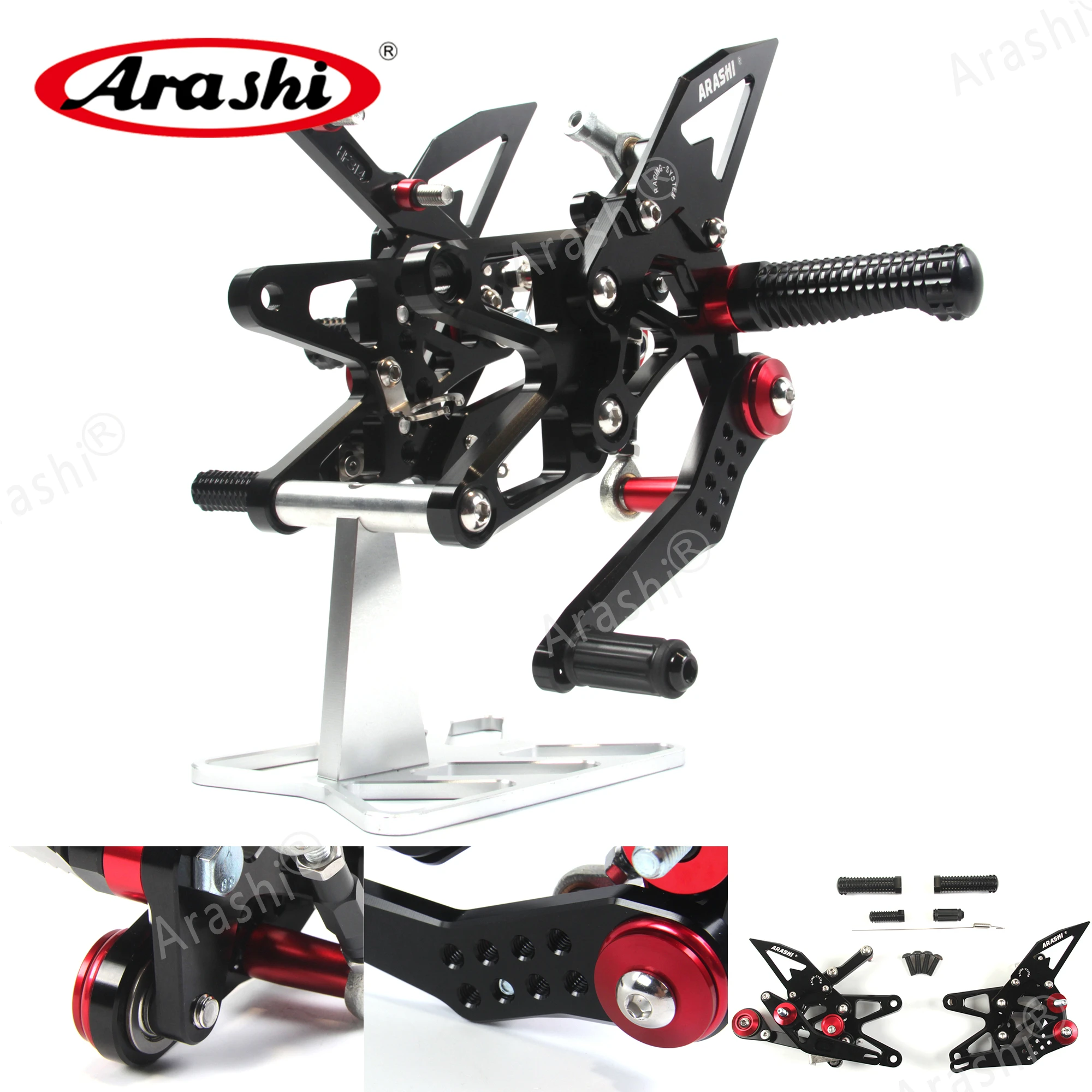 ARASHI CNC Adjustable Footrests For DAYTONA 675 675R 2013-2018 Foot Pegs Rider Rearset 2014 2015 2016 2017 Aluminum GOLD