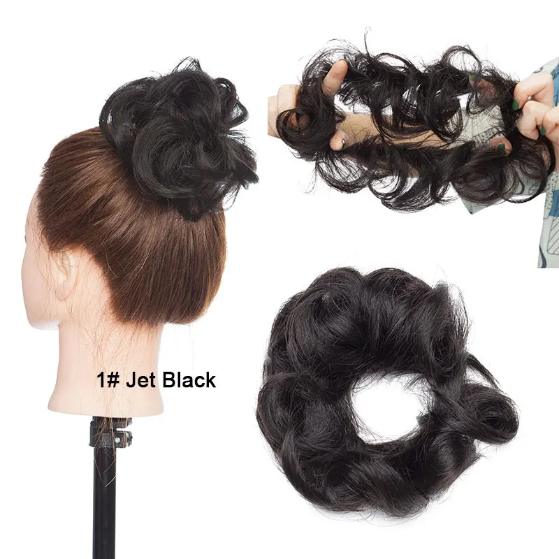 SEGO 100% Menschliches Haar Brötchen Elegante Chignon Scrunchies Haarpferdeschwanz Gerade Donut Updo Haar Stück Für Frauen 17g – Detail 15