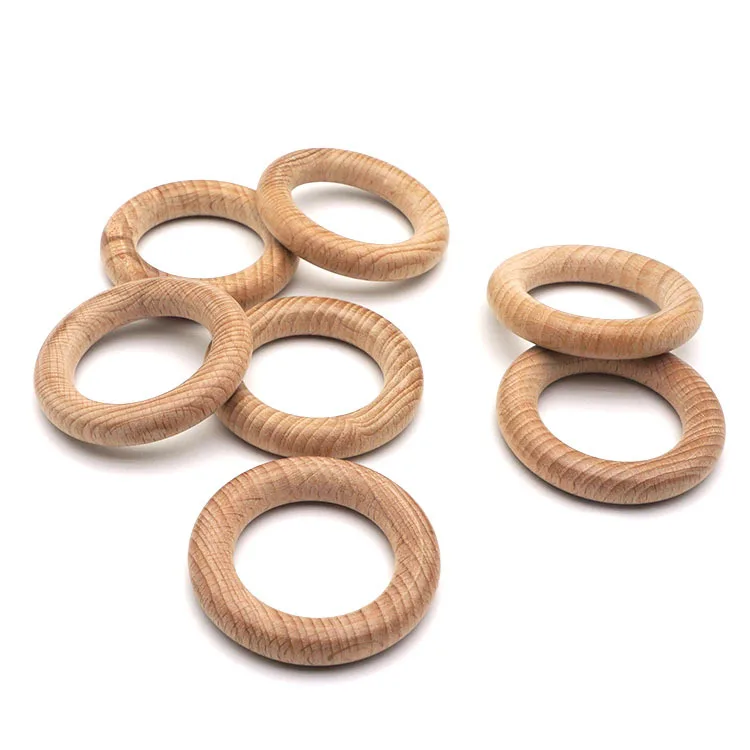 10pc 70/55/60/65mm Beech Wooden Ring Baby Teether Gym Ring BPA Free Wooden Blank DIY Nursing Bracelet Jewelry Making