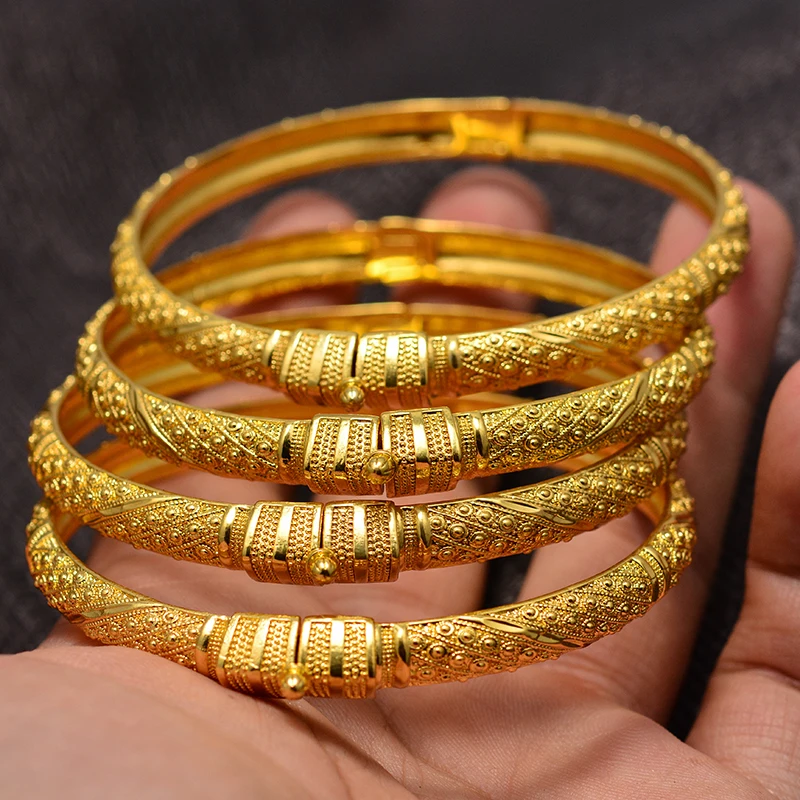 Dubai Gold Color Queen crown Bracelet&Bangles for Women Girl Islam Muslim Arab Middle Eastern Wedding Copper Jewelry Bangle