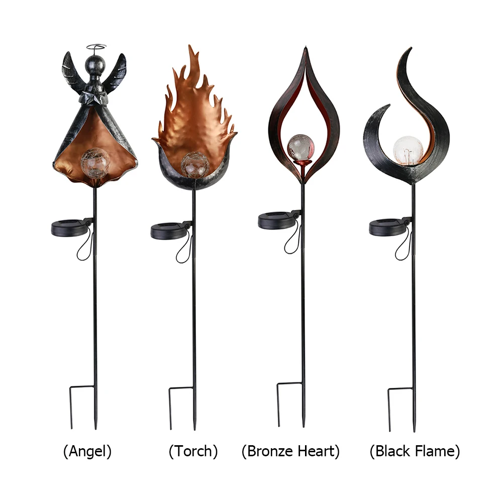 

Solar LED Garden Light Outdoor Yard Decoration Angel Statue Ground Lamp Fake Flame Torch Outdoor Waterproof Lawn Landscape Lamps