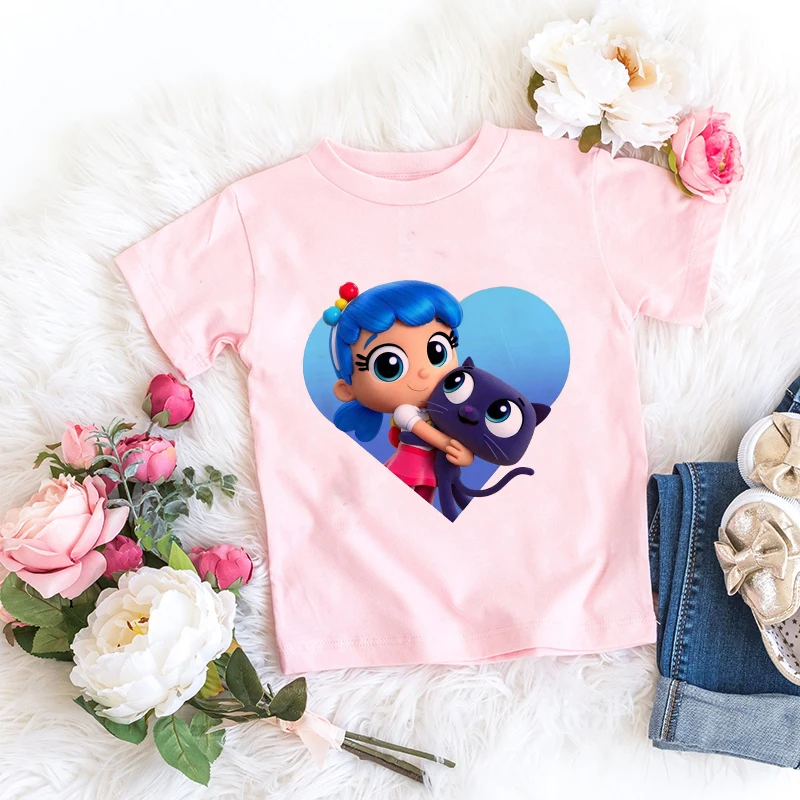 Kids Girl T Shirt Pink Baby Rainbow Kingdom Tops Toddler Tees Clothes Children Clothing Cartoon T-shirt Short Sleeve Casual Wear