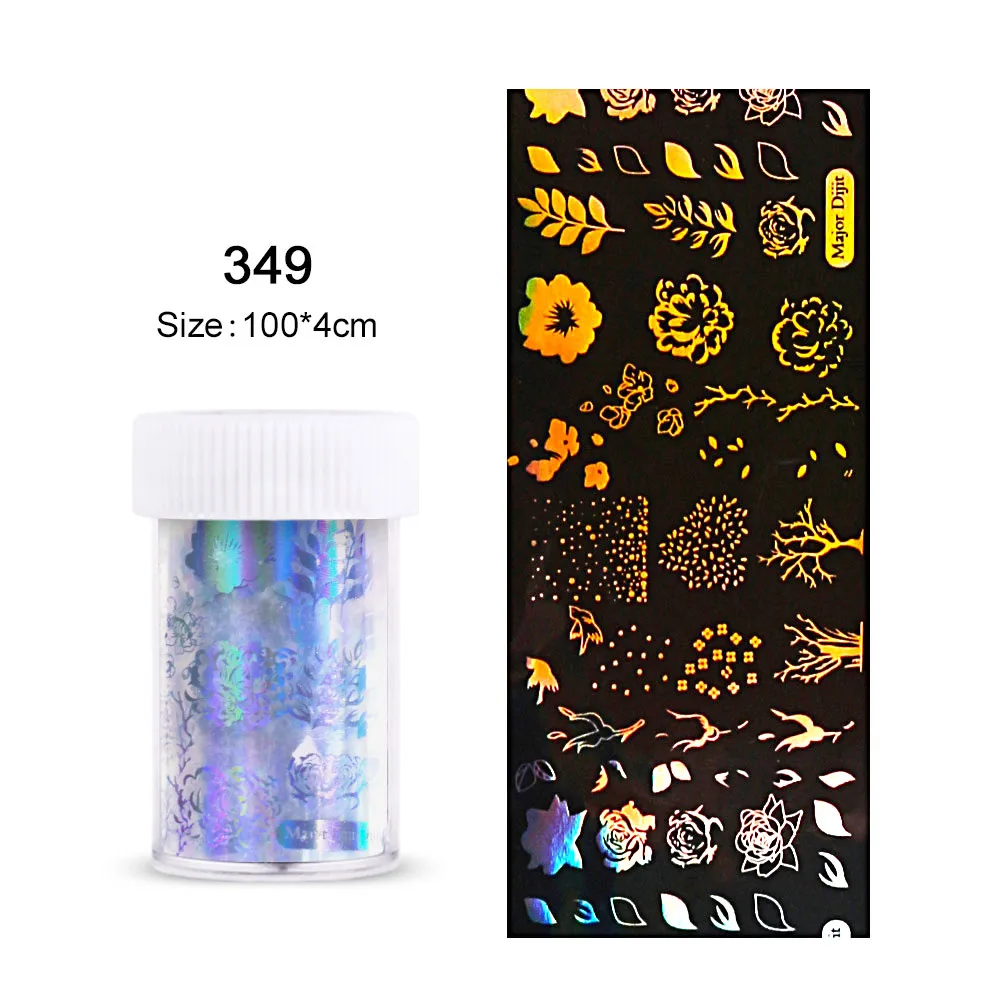 New 4*100cm/Roll Holographic Nail Smiley butterfly Geometric patterns Holo Nail Art Transfer Sticker Water Slide Nail Art Decals