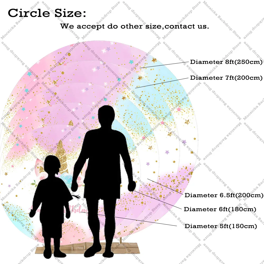 Swan Birthday Backdrop Pink Girl Newborn Kids Round Circle Background Elastic Polyester Chilren Baby Shower Party Decorations