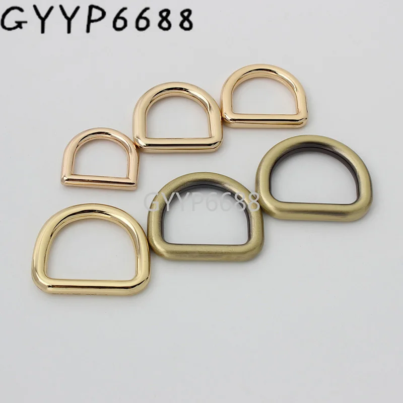 

10-100pcs 6 size 16-19-20-24-25-26mm inner polished die casting closed d ring for backpack connector D buckle accept mix color