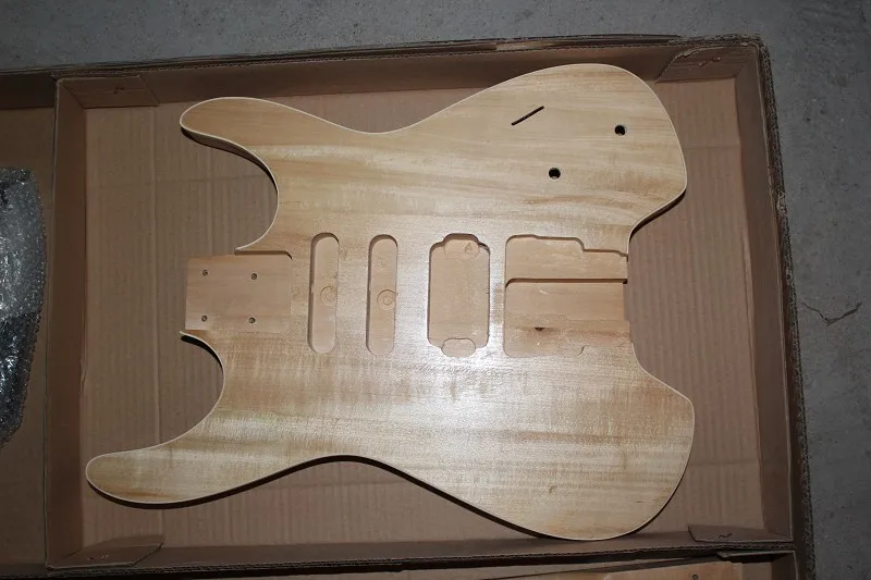 DIY Semi-Finished Headless Mahogany Electric Guitar Kits without Paint,Rosewood Fretboard with 24 Frets