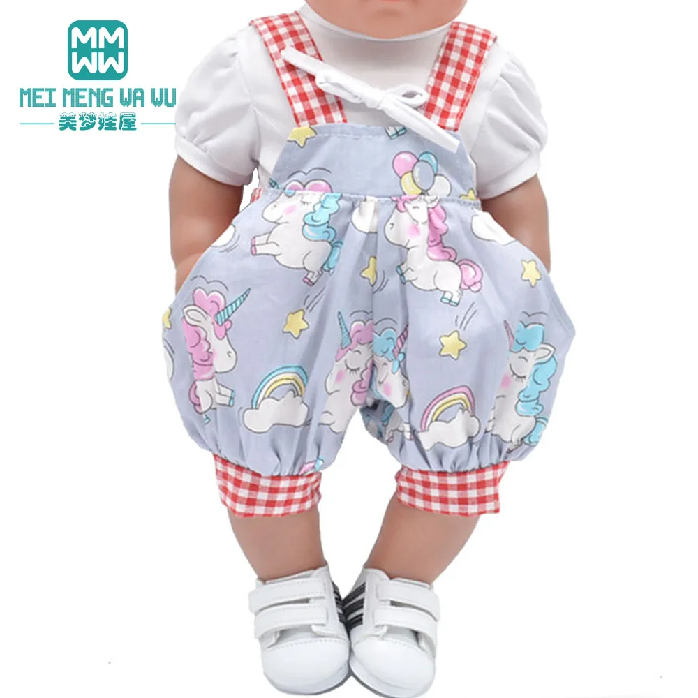 Clothes for doll fit 43cm baby toy new born doll and 45cm American doll Fashion Coat, striped T-shirt, jeans