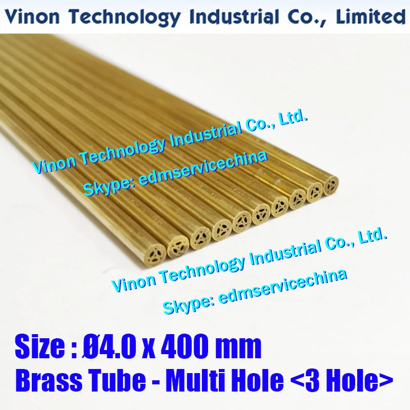 (30PCS/LOT) 4.0x400MM 3 Hole Brass Tube Multi Hole, EDM Brass Tubing Electrode MultiChannel (3-Channel), Dia. 4.0mm, 400mm Long