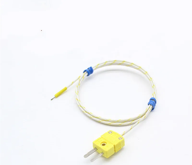 K Type HH-K-24-SLE High Temperature Resistance 704℃ THERMO-COUPLE WIRE Fiberglass Thermocouple Wire+Plug Custom Thermo-junction