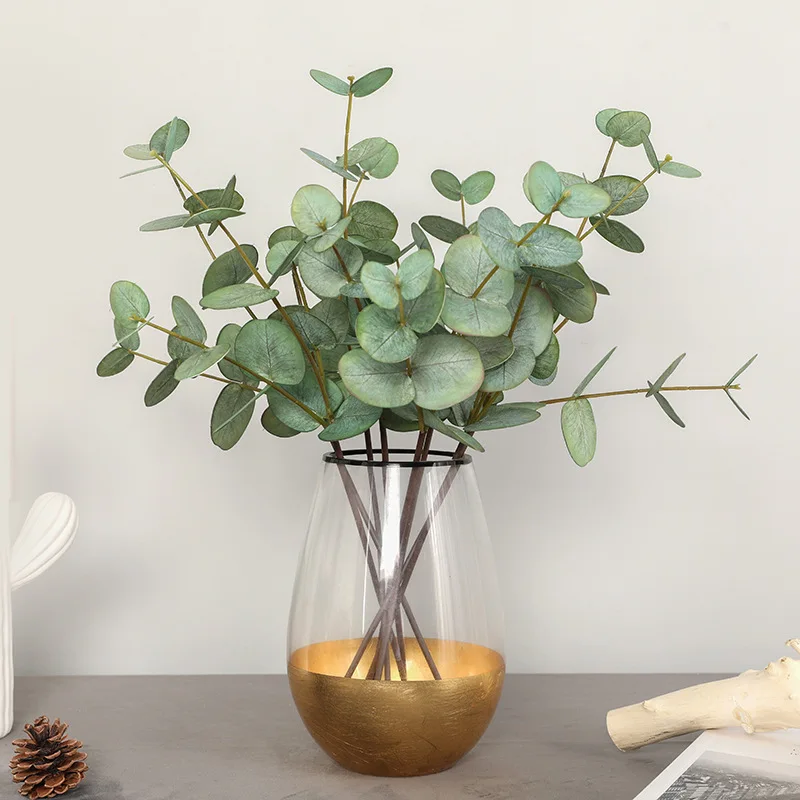 Long Branch Real Touch Eucalyptus Plastic Money Leaf Artificial Eucalyptus for Home Wedding Garden Decoration Fake Plants