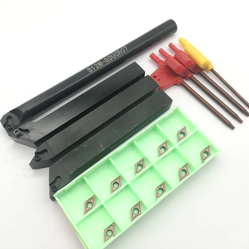 10pcs DCMT070204 high quality Carbide Inserts With 4pcs Alloy Steel 12mm 10mm Lathe Boring Bar Turning Tool Holder