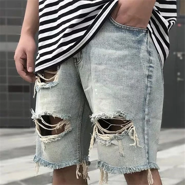 Short en jean homme fashion troué