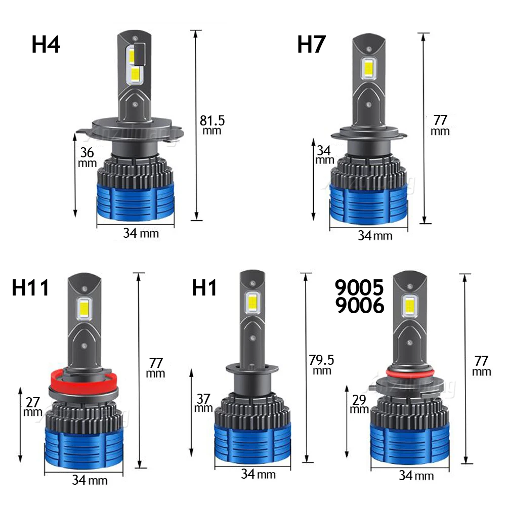 6000K K4C H7 H4 مصباح ليد Bulbs12V سوبر Beight H1 H11 الصمام مصباح تلقائي H13 9004 9005 9006 الضباب ضوء مصباح ل سيارة 80W 25000LM