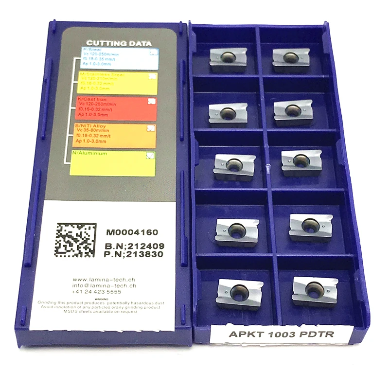 เครื่องกัดเครื่องมือกลึงคาร์ไบด์ APKT1003 pdtr 1003เครื่องกลึงโลหะเครื่องมือตัด CNC แบบ LT30คาร์ไบด์