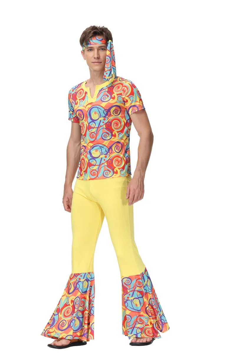 Paren Vintage 60S 70S Vrede Liefde Hippie Kostuum Cosplay Mannen Halloween Party Rock Disco Hippie Verkleedkleding