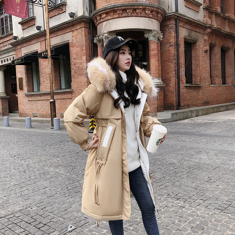 Womens Down Jackets Winter Coats Female Long Down Parka Real Fur Hooded Thick Warm Clothes Korean Fashion Coats LWL1341